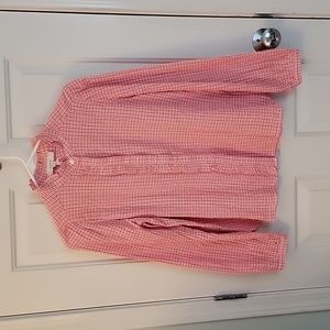 Ann taylor loft plaid ruffle shirt